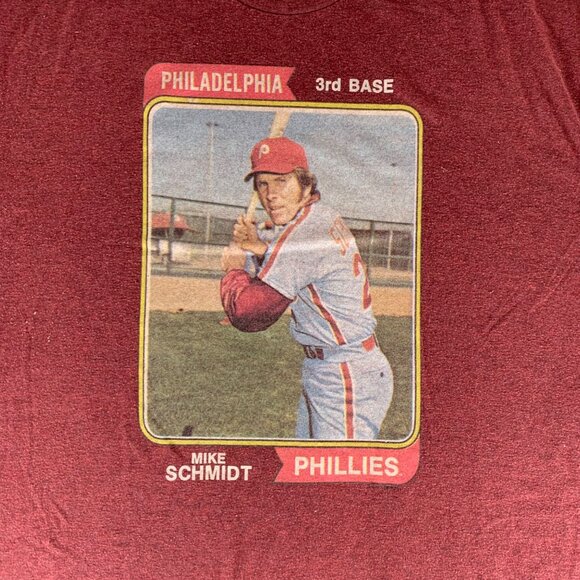 Mike Schmidt Philadelphia Philles MLB Maroon Homage Short Sleeve Shirt Mens 3XL - Picture 2 of 6